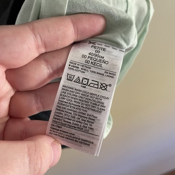 Banana Republic Women 00 Petite Green Slate Tie Waist Short Sleeve Ramie Romper - Picture 12 of 14